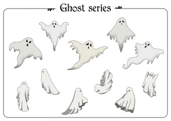 halloween set of ghost illustrations