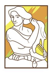 Line illustration of vintage painting