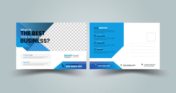 Post Card Template Layout,  Corporate business postcard or EDDM postcard design template.