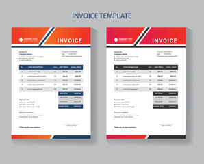 Vector clean invoice template, invoice design, Clean invoice vector template design, Corporate invoice design,
