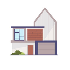 Modern luxury house design, minimalist home in flat vector illustration