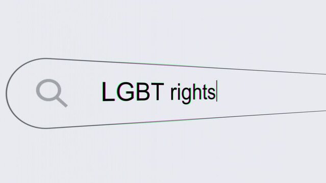 LGBT rights - Internet browser search bar question typing LGBT research related with camera movement.