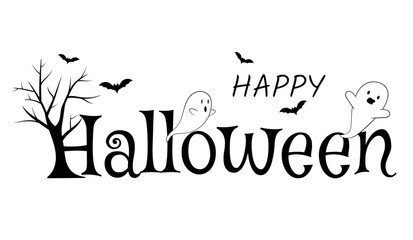 Happy Halloween Text Banner. Vector.