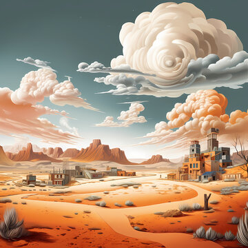Nature's arid expanses reimagined with a touch of the absurd.