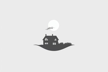Fototapeta na wymiar Small little house in black and white. Beautiful illustration picture. Generative AI