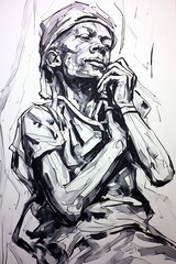 Smudged ink brushwork, rough sketch. Beautiful illustration picture. Generative AI