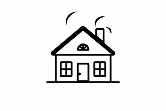 Small little house in black and white. Beautiful illustration picture. Generative AI