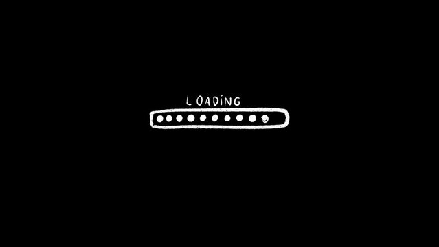 Animated loading Hand Drawn doodle Element. White design elements isolated on black background
