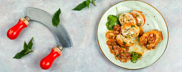 Baked calamary with rice, BBQ squid.
