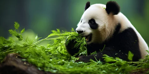 Schilderijen op glas panda eats © overrust