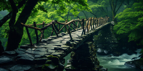 unstable bridge in the jungle