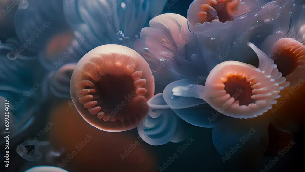 Poster macro photograph of a microscopic amoeboid cell a clear globular singlecelled organism. its membrano