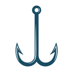 Double fish hook, fishhook svg cut file. Isolated vector illustration.