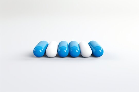 Blue and white pills. Beautiful illustration picture. Generative AI