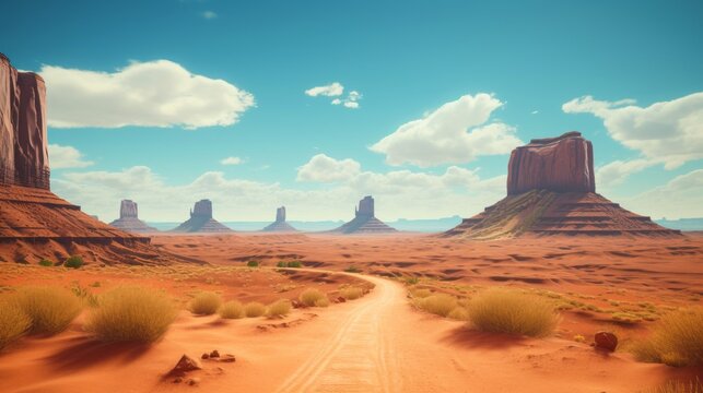 Travel trip in the desert of USA. Beautiful illustration picture. Generative AI