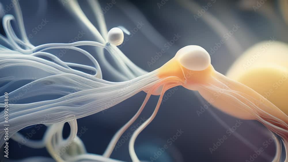 Poster a microscopic flagella observed under a microscope is composed of multiple sections. it has an axone