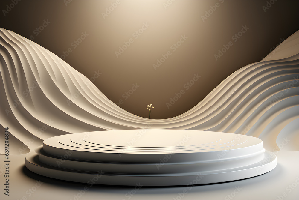 Poster 3d realistic podium for product shooting with a lot of space to put a product with abstract scene co