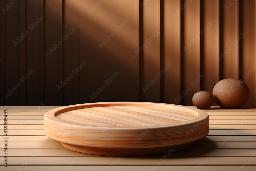 Poster 3d realistic podium for product shooting with a lot of space to put a product with abstract scene co