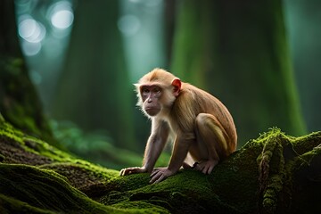 japanese macaque sitting on a branch