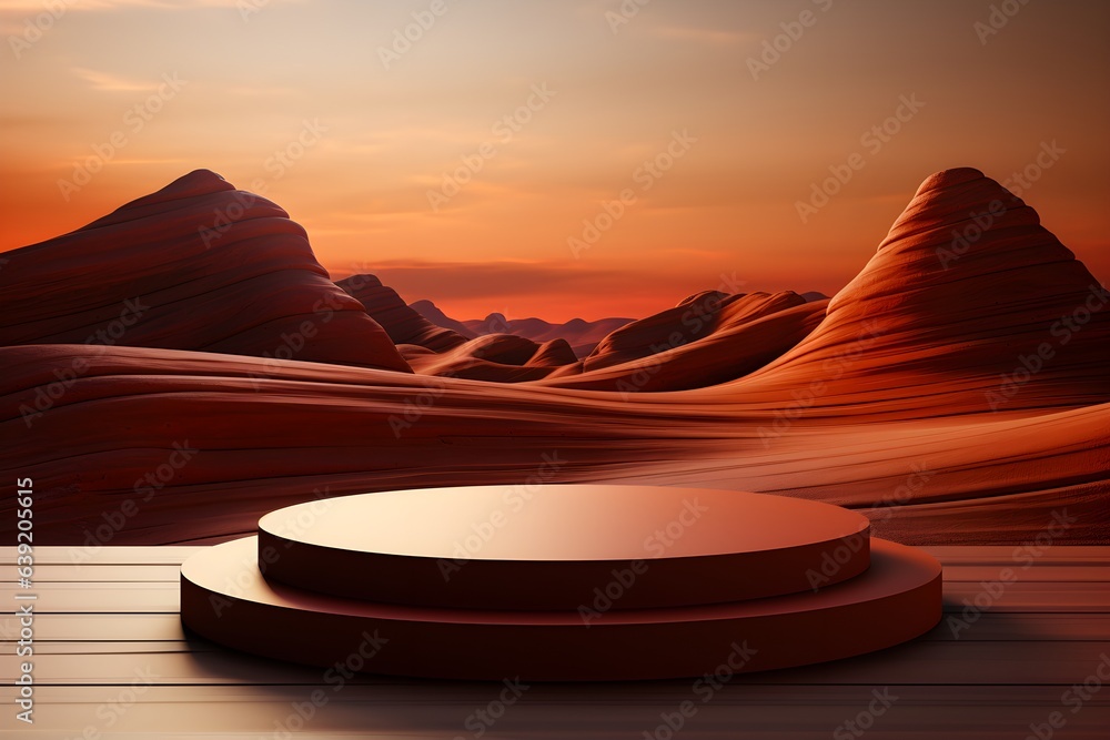 Poster 3d realistic podium for product shooting with a lot of space to put a product with abstract scene co