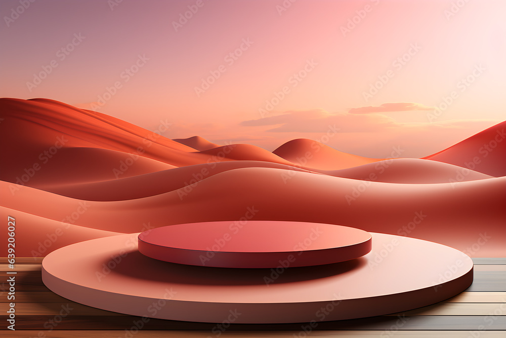 Poster 3d realistic podium for product shooting with a lot of space to put a product with abstract scene co