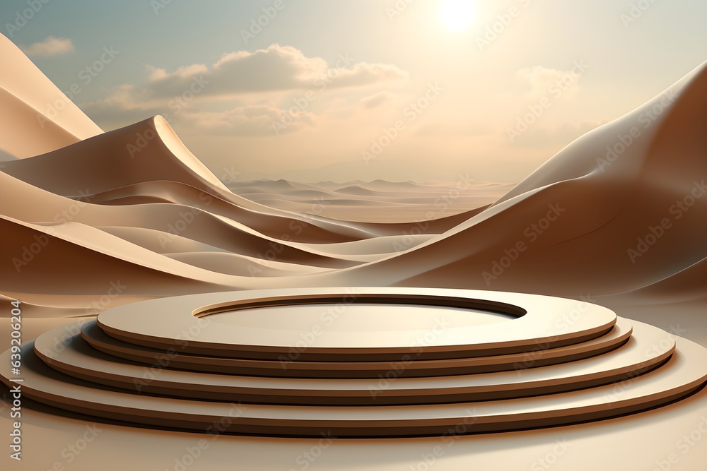 Poster 3d realistic podium for product shooting with a lot of space to put a product with abstract scene co