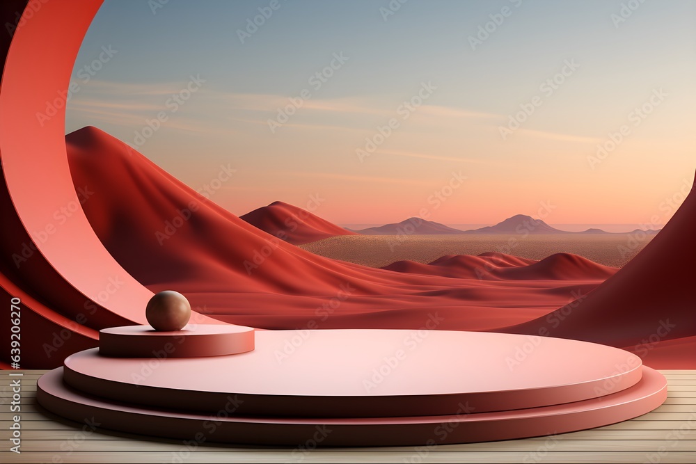 Poster 3d realistic podium for product shooting with a lot of space to put a product with abstract scene co