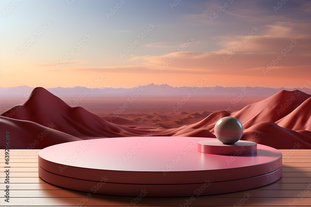Poster 3d realistic podium for product shooting with a lot of space to put a product with abstract scene co