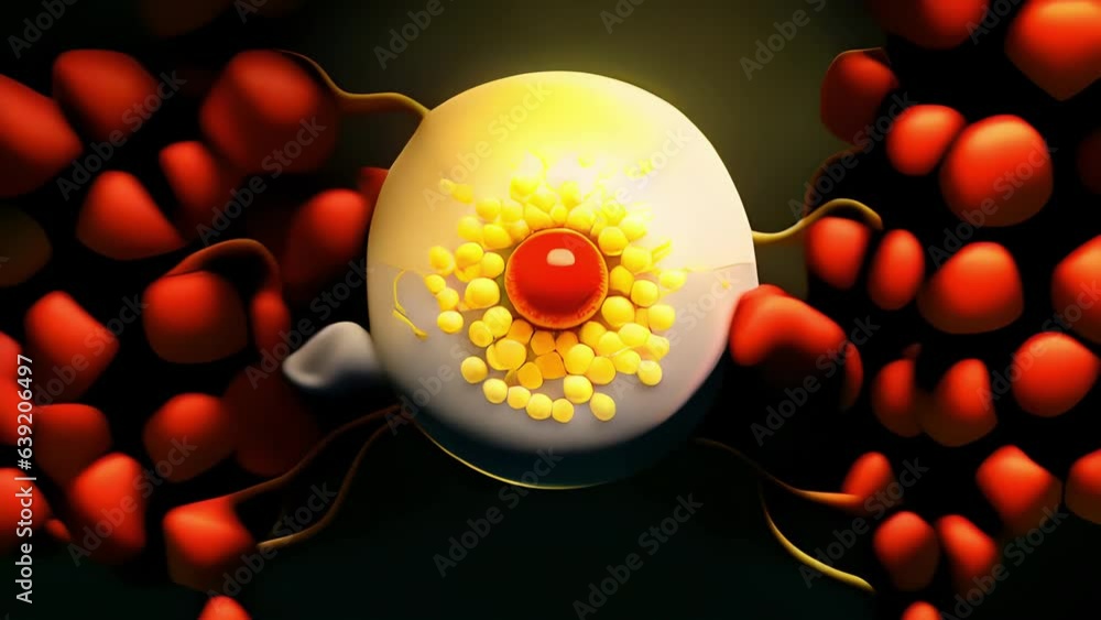 Poster macro photograph of enzyme substrate three that showcases an offwhite round base that has a bright y