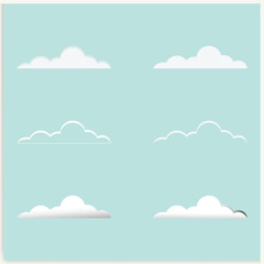 Cartoon white clouds on blue sky for design