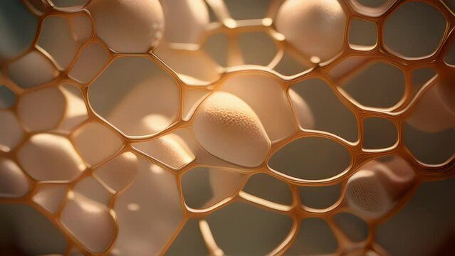 macro microscope video brings into focus a microscopic phloem cell. It s cell wall is a light brown color while its nucleus and sieve tube are much darker. The cytoplasm