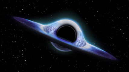 A black hole in outer space. A visualization of a scientific phenomenon. 3D illustration concept graphics, recreation