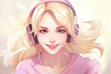 Streamer logo of young woman. Beautiful illustration picture. Generative AI