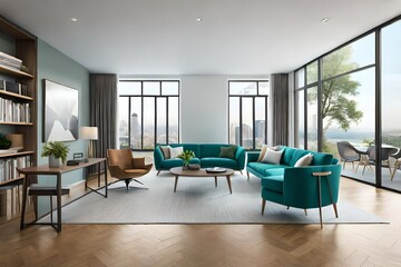 Naklejka na ściany i meble modern living room generated Ai.