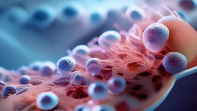 macro microscope video provides a clear view of Staphylococcus bacteria. The picture highlights the cell walls which are composed of a cell membrane and a thick peptidoglycan