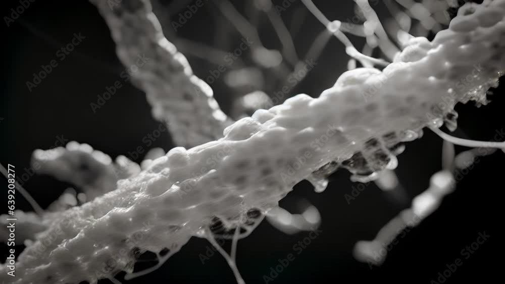 Poster an electron micrograph microscope video of a single strand of rna polymerase magnified to reveal the