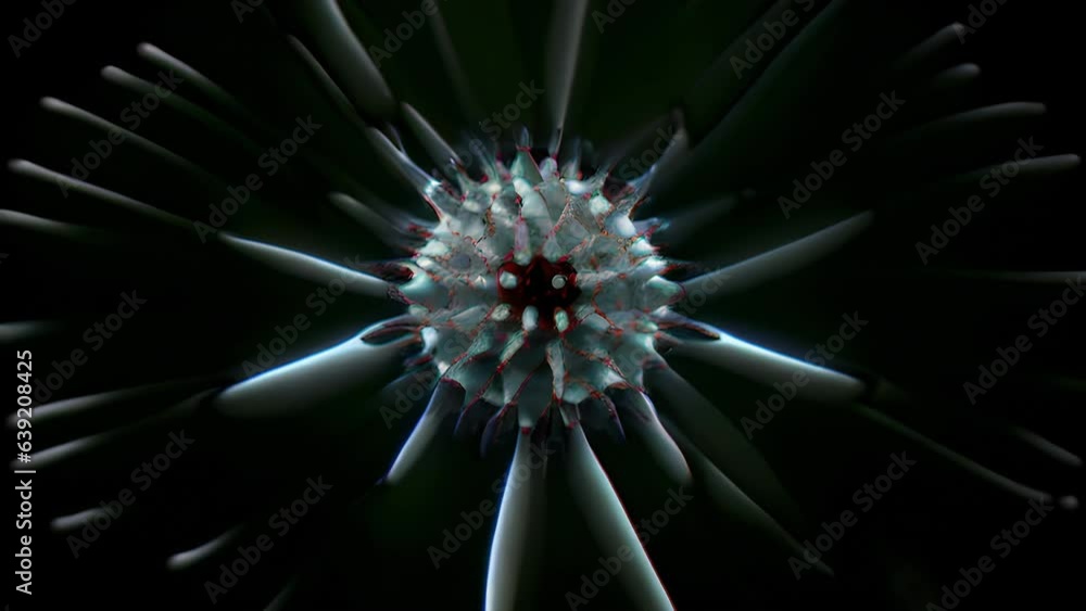 Poster microscope video ilrates the structure of a microscopic virus. the microscope video clearly its dist