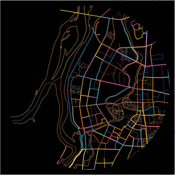 Colorful Map of Qiqihar, Heilongjiang with all major and minor roads.