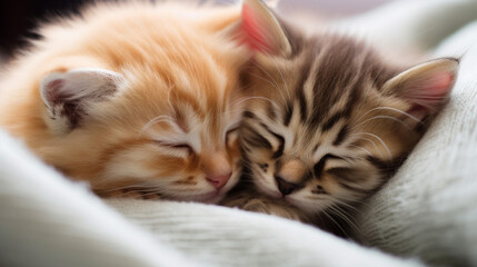 Obraz premium Snuggle Buddies: Cozy Kitten Cuddles