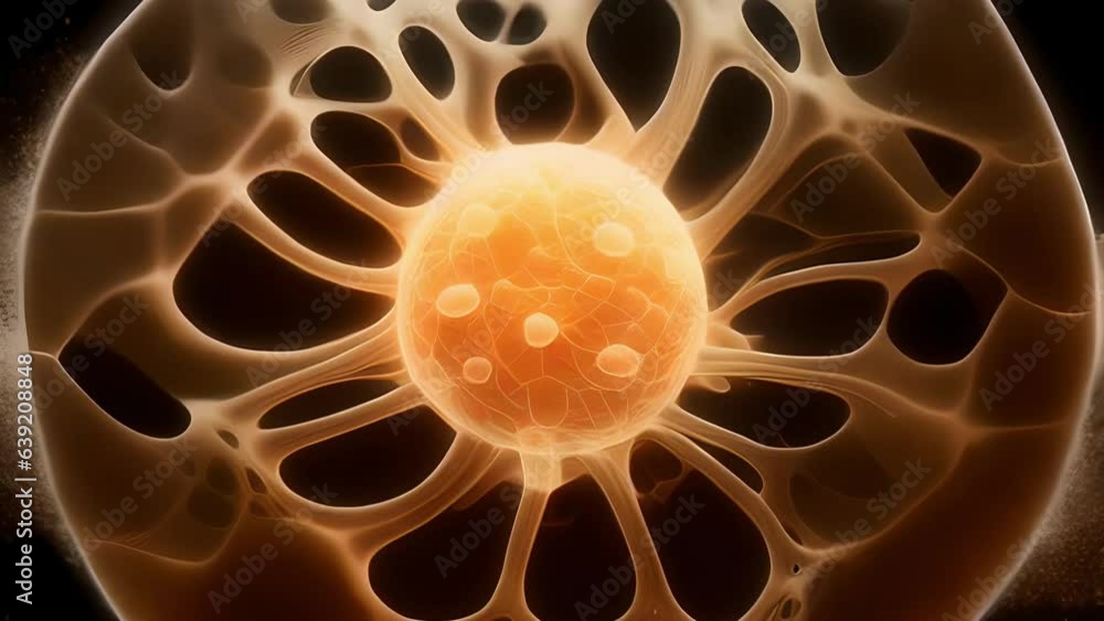 Aufkleber macro microscope video reveals a single microglial cell that appears to be enveloped in a milky whit