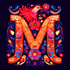 Colorful Capital M letter alphabet - ai generative