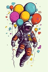 Astronaut floating Vector cartoon illustration , t-shirt design,Ai Generative 