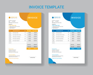 Vector clean invoice template, invoice design, Clean invoice vector template design, Corporate invoice design,