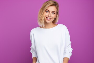 Fototapeta premium female wearingwhite sweater foir mock up