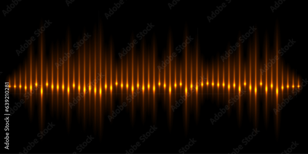 Poster sound wave pulse with frequency lines and glow light effect vector illustration. abstract spectrum w