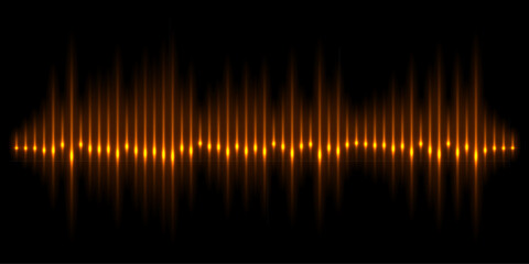 Sound wave pulse with frequency lines and glow light effect vector illustration. Abstract spectrum waveform pattern, equalizer graph of audio energy, digital signal of recording, voice, music or song