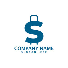 Letter S with Suitcase logo design vector. Initial S with Suitcase logo design template concept