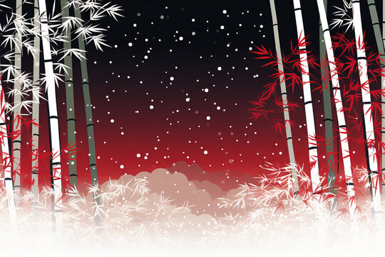 a bamboo forest in winter