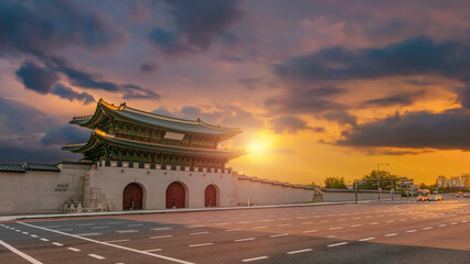 Gyeongbokgung Palace at Sunrise in Seoul South Korea