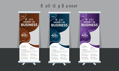 Roll-up business banner design vertical template vector, cover. Abstract Colorful Speech Bubbles vector, flyer, presentation, Business Roll-Up Set. Standee Design. Banner Template.